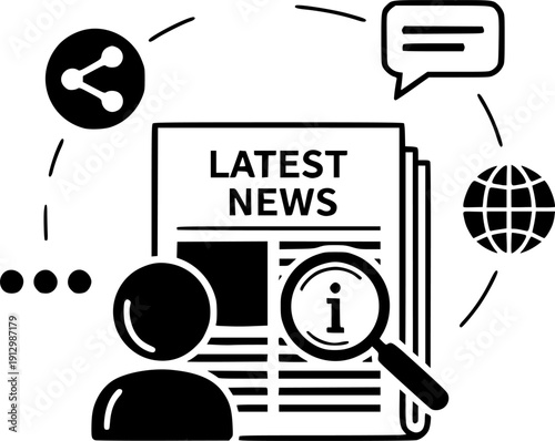 news content icon, share media latest, social personal blog, latest information