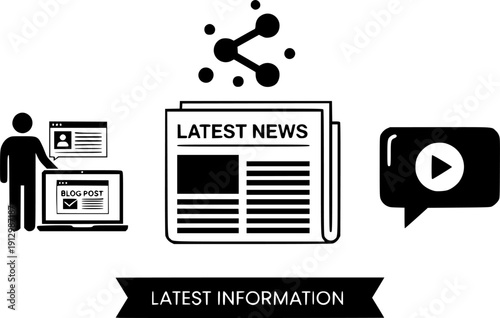 news content icon, share media latest, social personal blog, latest information
