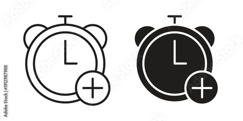 Alarm plus icon symbol vector illustration on white background. Flat design.