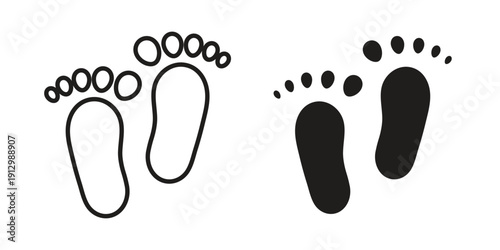 Baby footprint icon symbol vector illustration on white background. Flat design.