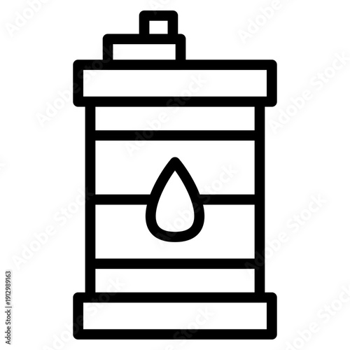 Oil Barrel or Drum Outline Icon with Droplet Symbol Vector
