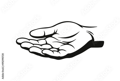 Open hand drawn in retro style with bold lines