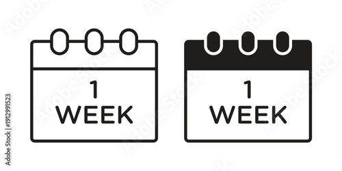 Calendar week icon symbol vector illustration on white background. Flat design.