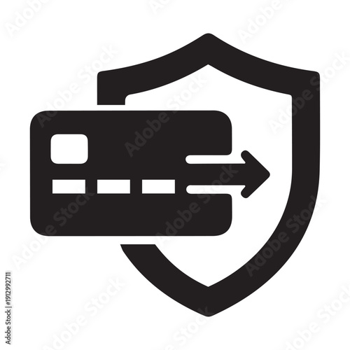 Secure online payment icon with credit card and shield for safe transactions