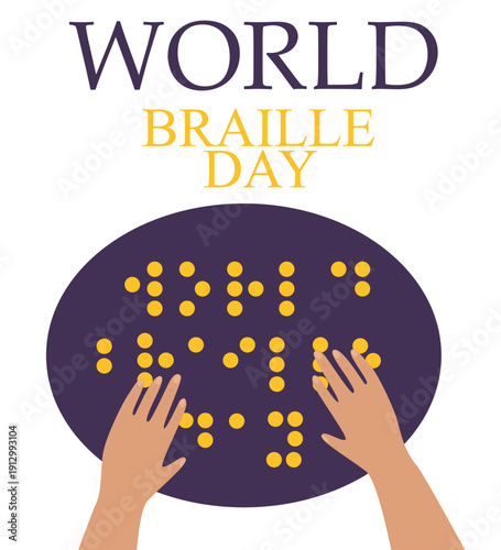 World Braille Day. A hand-drawn image for the holiday, suitable for a postcard, invitation banner, cover, or sticker.