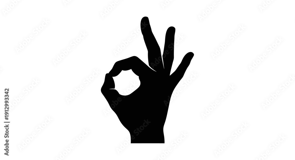 Obraz premium Hand Showing Ok Gesture Silhouette.