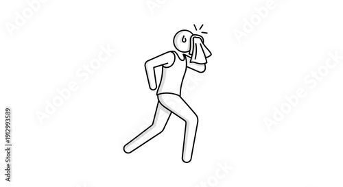 Man Running with Flashing Light Head.