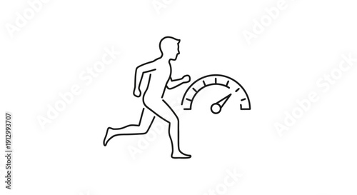 Man Running Next to Speedometer Dial.