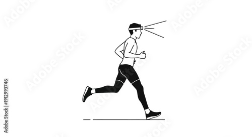 Man Running in Athletic Wear Outdoors.