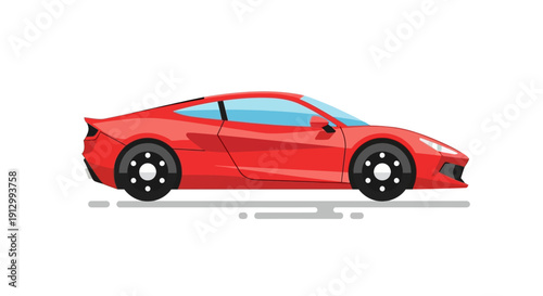 Red Sports Car Side View Illustration.