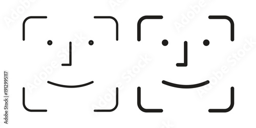 Face id icon symbol vector illustration on white background. Flat design.