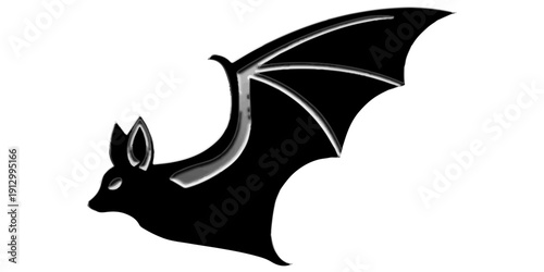 Flying bat silhouette vector icon. Simple dark grey illustration of a nocturnal animal,