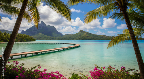 tropical beach with tropical island