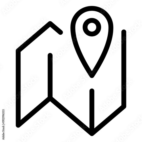 Map and Location Pin Outline Icon GPS Navigation Concept
