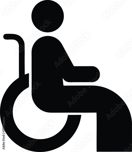 Universal Disabled Sign Icon Bold Filled Vector Illustration