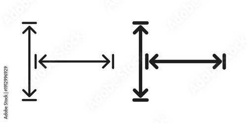 Height and width icon symbol vector illustration on white background. Flat design.