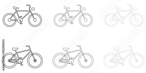 bicycle line icon vector set, bicycle symbol vector outline icon illustration