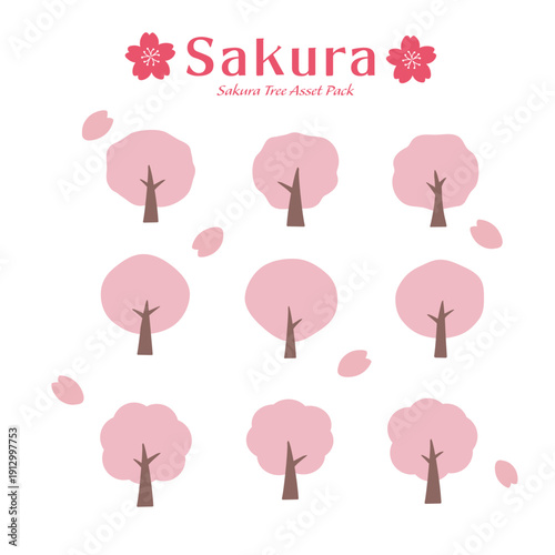 桜の木のイラストセット　素材