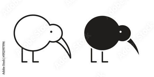 Kiwi bird icon symbol vector illustration on white background. Flat design.