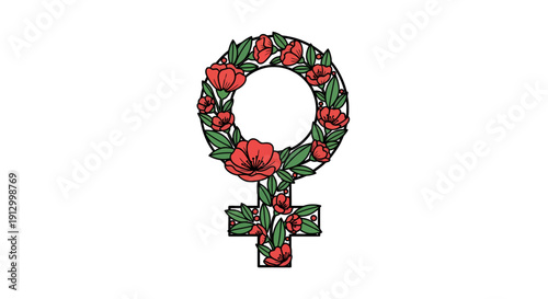 Artistic Floral Venus Symbol Celebrating Womanhood, Nature, and Female Empowerment