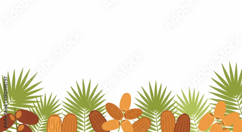 Date Palm Leaves and Fruits Border Design.