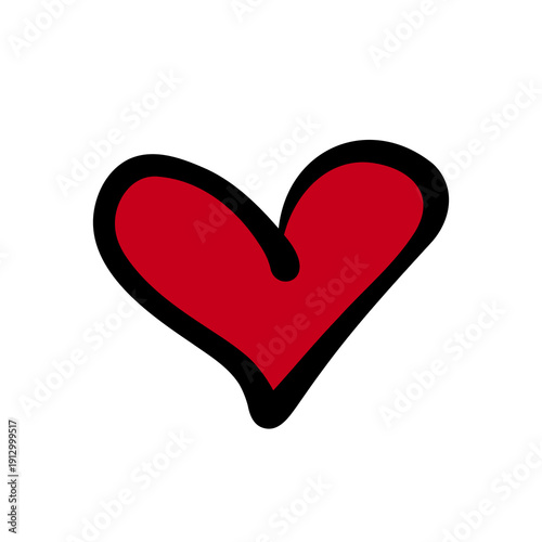 Red heart with a black outline on a white photo. Valentine's Day, March 8th card, Mother's Day