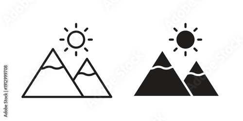 Mountain icon symbol vector illustration on white background. Flat design.