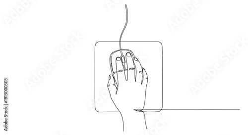 Continuous line drawing of a hand using a computer mouse