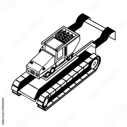 Bulldozer with tracks and blade for heavy duty construction work