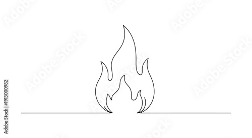 Single line drawing of a flame