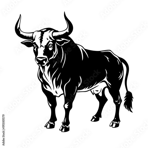 Majestic bull standing strong with powerful horns and detailed features