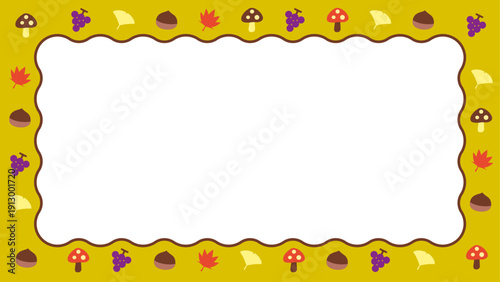 秋モチーフ　なみなみイラストフレーム　横長