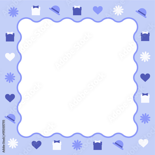 父の日モチーフ　なみなみイラストフレーム　正方形