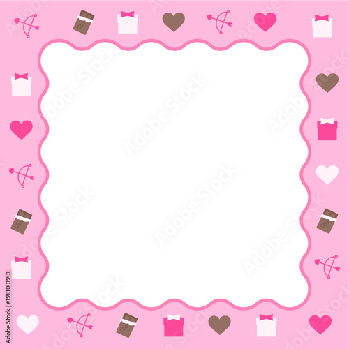 バレンタインモチーフ　なみなみイラストフレーム　正方形