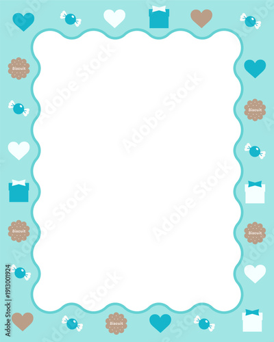 ホワイトデーモチーフ　なみなみイラストフレーム　たて長