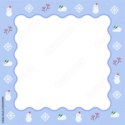 冬モチーフ　なみなみイラストフレーム　正方形