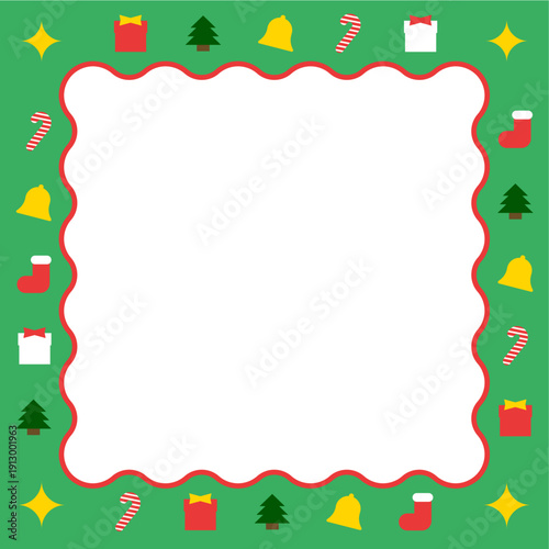 クリスマスモチーフ　なみなみイラストフレーム　正方形