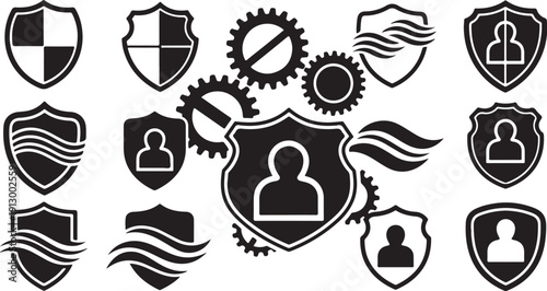 Security and protection icons for business and technology concepts