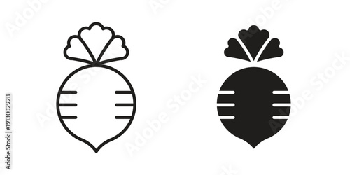 Radish icon symbol vector illustration on white background. Flat design.