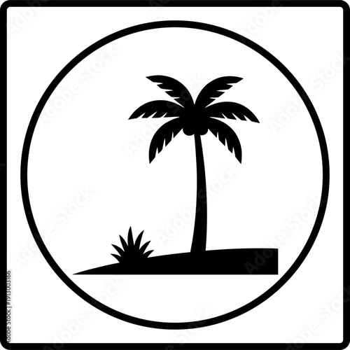 Iconic palm tree silhouette on a serene island getaway