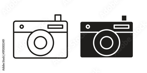 Retro camera icon symbol vector illustration on white background. Flat design.