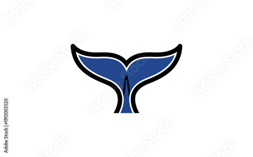 Blue whale tail symbol against black background