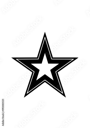 Bold Double-Outline Star Icon with Gradient Shadow on Soft Gray Background — Premium Symbol for Excellence, Branding & High-Impact Design