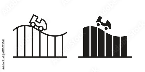 Roller coaster icon symbol vector illustration on white background. Flat design.