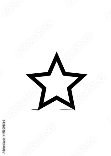 3D-Rendered Black Outline Star Casting a Soft Shadow on Warm Beige Surface — Minimalist Icon for Ratings, Excellence & Modern UI Design
