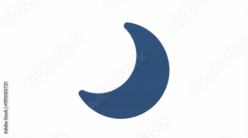 Dark blue crescent moon shape isolated on white background