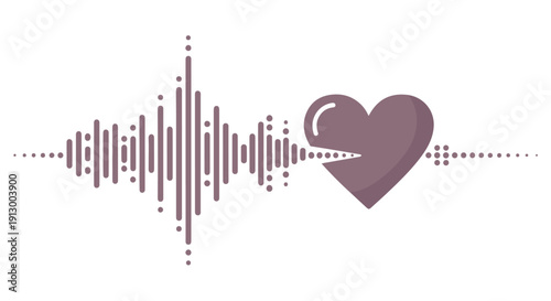 Heart rate monitor with a purple heart on an electrocardiogram, symbolizing love and medical technology.