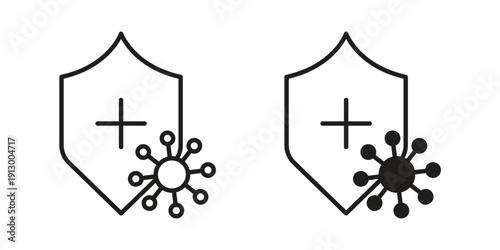Shield virus icon symbol vector illustration on white background. Flat design.