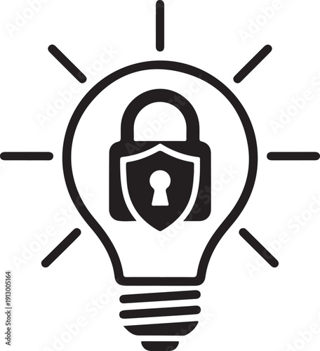 Secure idea light bulb icon representing protected innovation and intellectual property