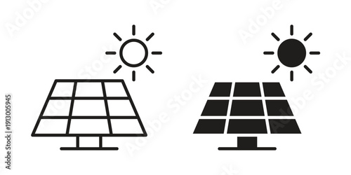 Solar panel icon symbol vector illustration on white background. Flat design.